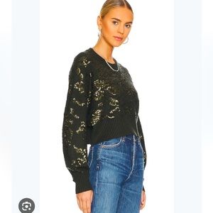 Rag & Bone Liza Wool Green Sequin Sweater, Size M